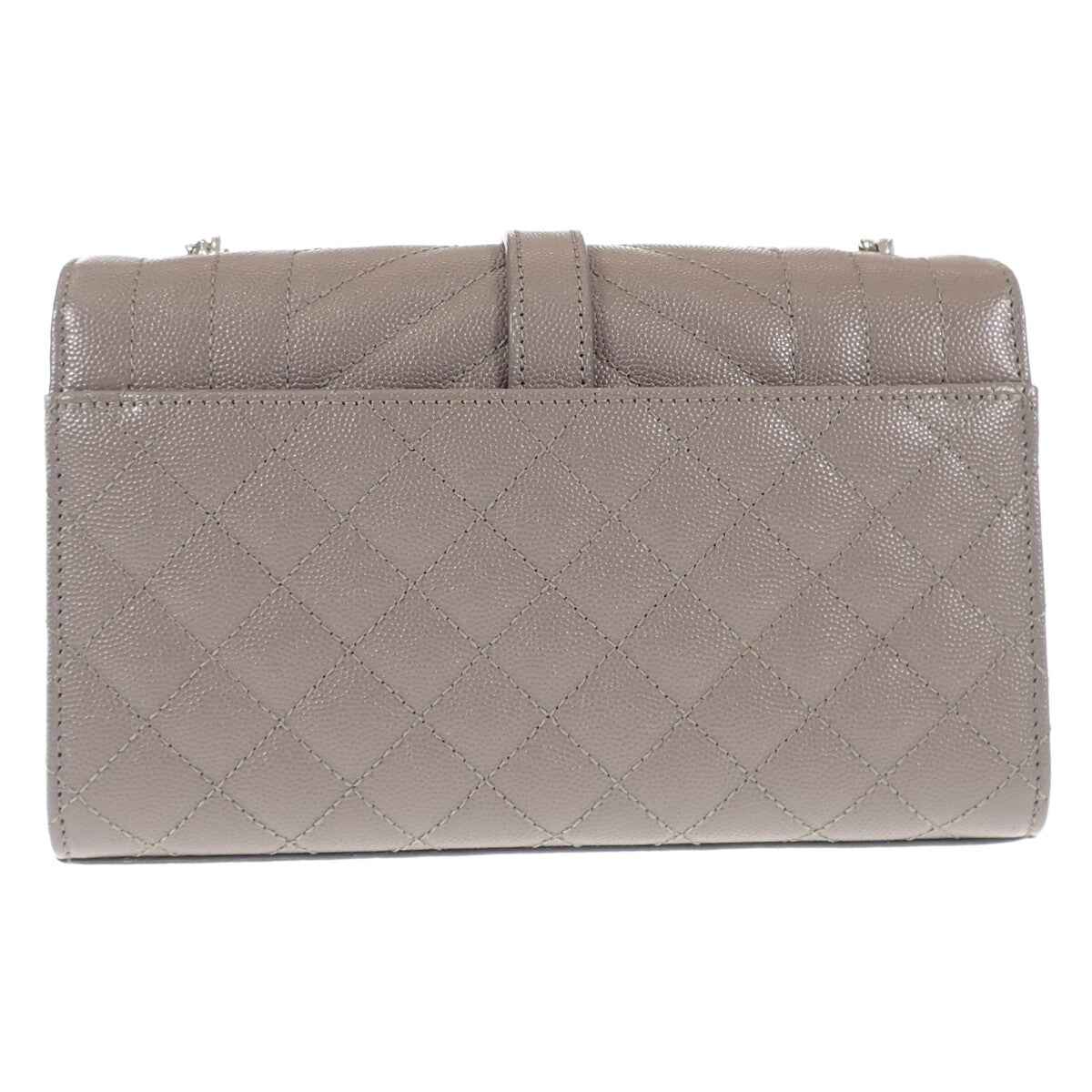 サンローラン SAINT LAURENT エンヴェロッブスモール 600195BOW961545 ショルダーバッグ キルティングレザー グレー シルバー金具 レディース【中古】【Aランク】