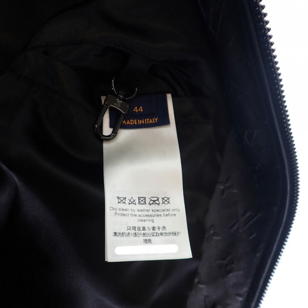 ルイヴィトン LOUIS VUITTON エンボス ジャケット 44 1A9GOS モノグラム ブルゾン ラムスキン ウール ノワール メンズ【中古】【ABランク】