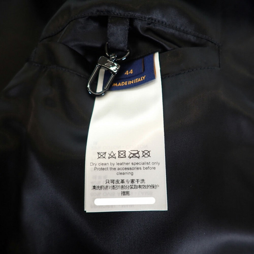 ルイヴィトン LOUIS VUITTON エンボス ジャケット 44 1A9GOS モノグラム ブルゾン ラムスキン ウール ノワール メンズ【中古】【ABランク】
