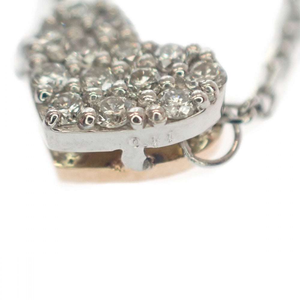 ハート デザイン ジュエリー ブレスレット K18ピンクゴールド Pt850プラチナ Pt900プラチナ ダイヤモンド レディース【中古】【Nランク】