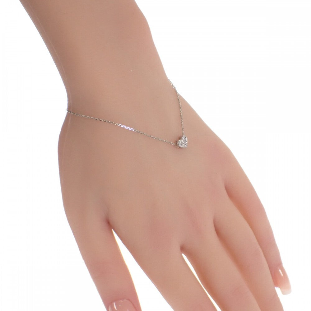 ハート デザイン ジュエリー ブレスレット K18ピンクゴールド Pt850プラチナ Pt900プラチナ ダイヤモンド レディース【中古】【Nランク】