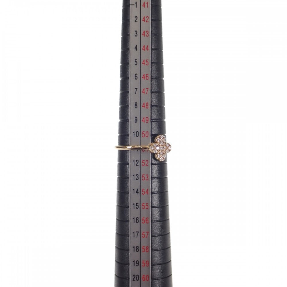 【中古】 デザイン ジュエリー クローバー リング K18イエローゴールド 11号 ダイヤモンド レディース【Aランク】