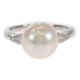 デザインリング 指輪 Pt900 プラチナ パール 真珠 約9.0mm ダイヤモンド 約11.5号 レディース ジュエリー アクセサリー 【ISEYA】