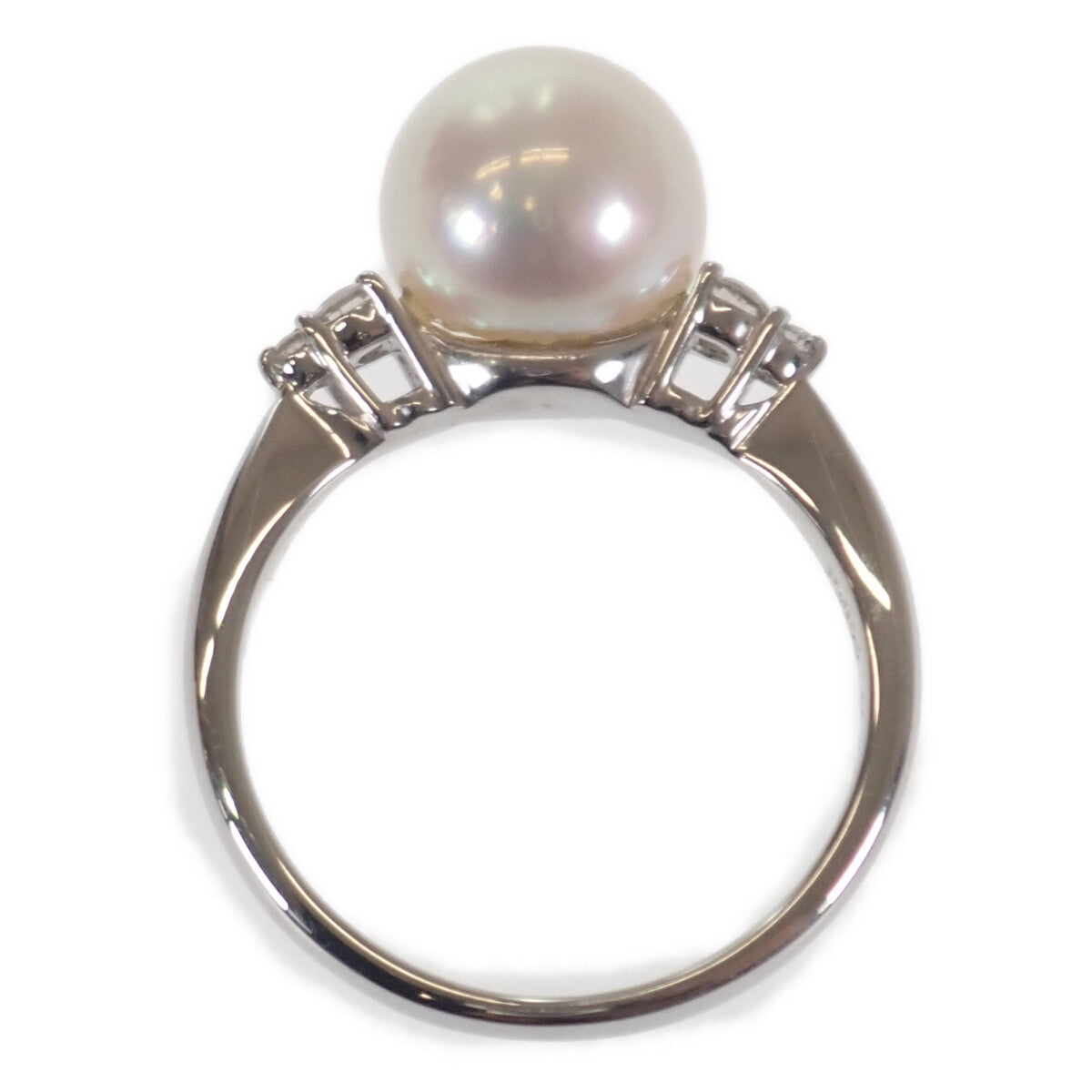 デザインリング 指輪 Pt900 プラチナ パール 真珠 約9.0mm ダイヤモンド 約11.5号 レディース ジュエリー アクセサリー 【ISEYA】