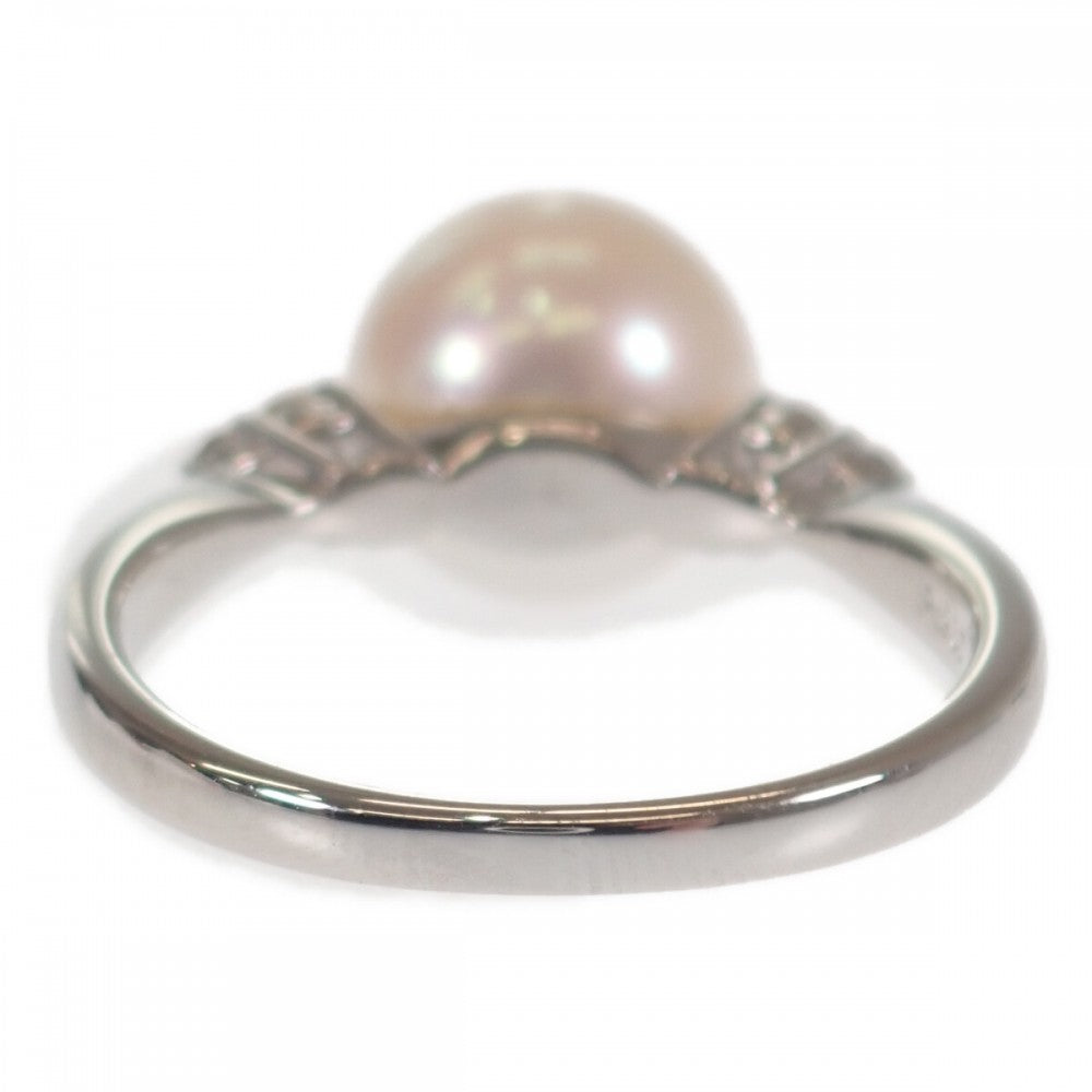 デザイン ジュエリー 11.5号 リング Pt900プラチナ パール ダイヤモンド レディース【中古】【Aランク】