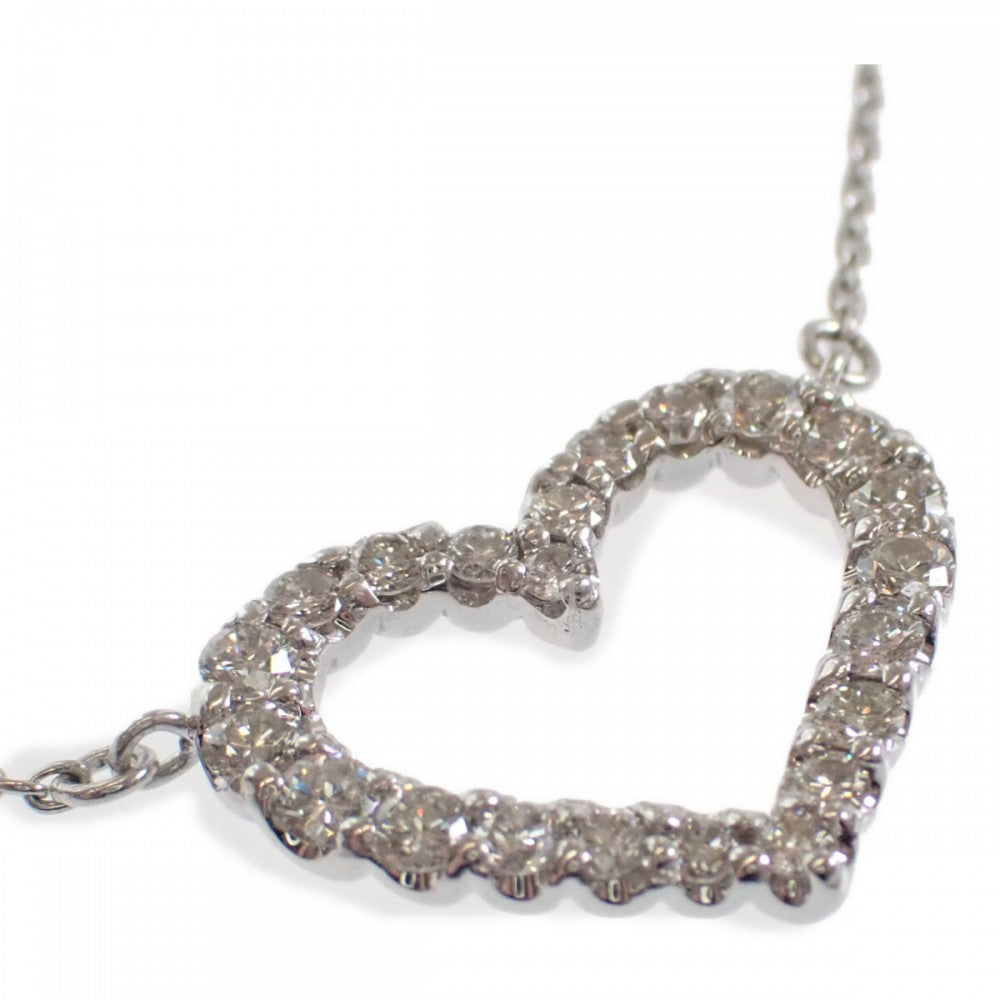 デザイン ジュエリー ハート ネックレス K18ホワイトゴールド ダイヤモンド レディース【中古】【Aランク】