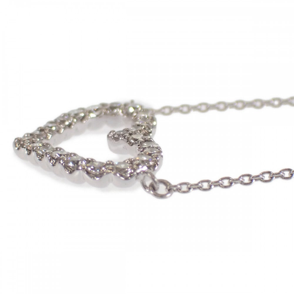 【中古】 デザイン ジュエリー ハート ネックレス K18ホワイトゴールド ダイヤモンド レディース【Aランク】