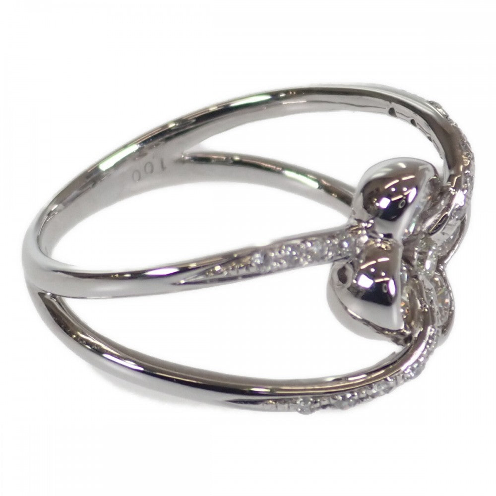 【中古】 クローバー デザイン ジュエリー リング Pt900プラチナ 12号 ダイヤモンド レディース【Aランク】