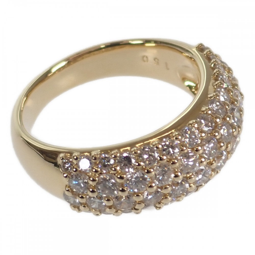 【中古】 パヴェ デザイン ジュエリー リング K18イエローゴールド 9号 ダイヤモンド レディース【Aランク】