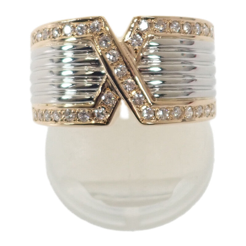 【中古】 デザインジュエリー リング K18イエローゴールド プラチナ 17.5号 ダイヤモンド レディース メンズ【Aランク】