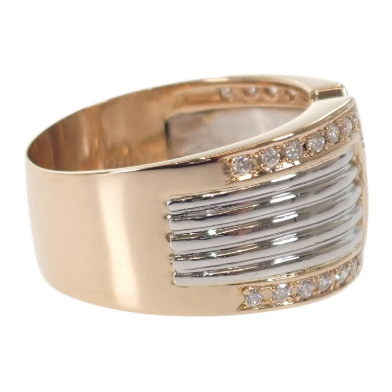 【中古】 デザインジュエリー リング K18イエローゴールド プラチナ 17.5号 ダイヤモンド レディース メンズ【Aランク】