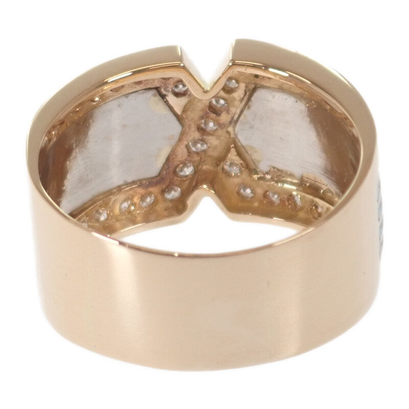 【中古】 デザインジュエリー リング K18イエローゴールド プラチナ 17.5号 ダイヤモンド レディース メンズ【Aランク】