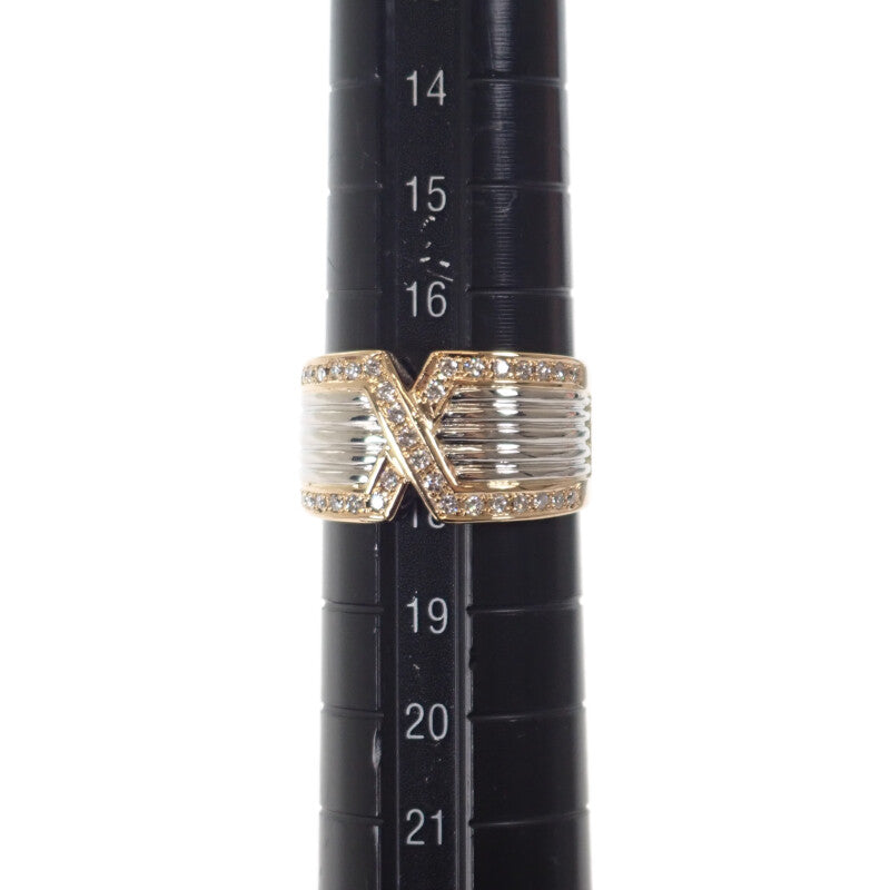 【中古】 デザインジュエリー リング K18イエローゴールド プラチナ 17.5号 ダイヤモンド レディース メンズ【Aランク】