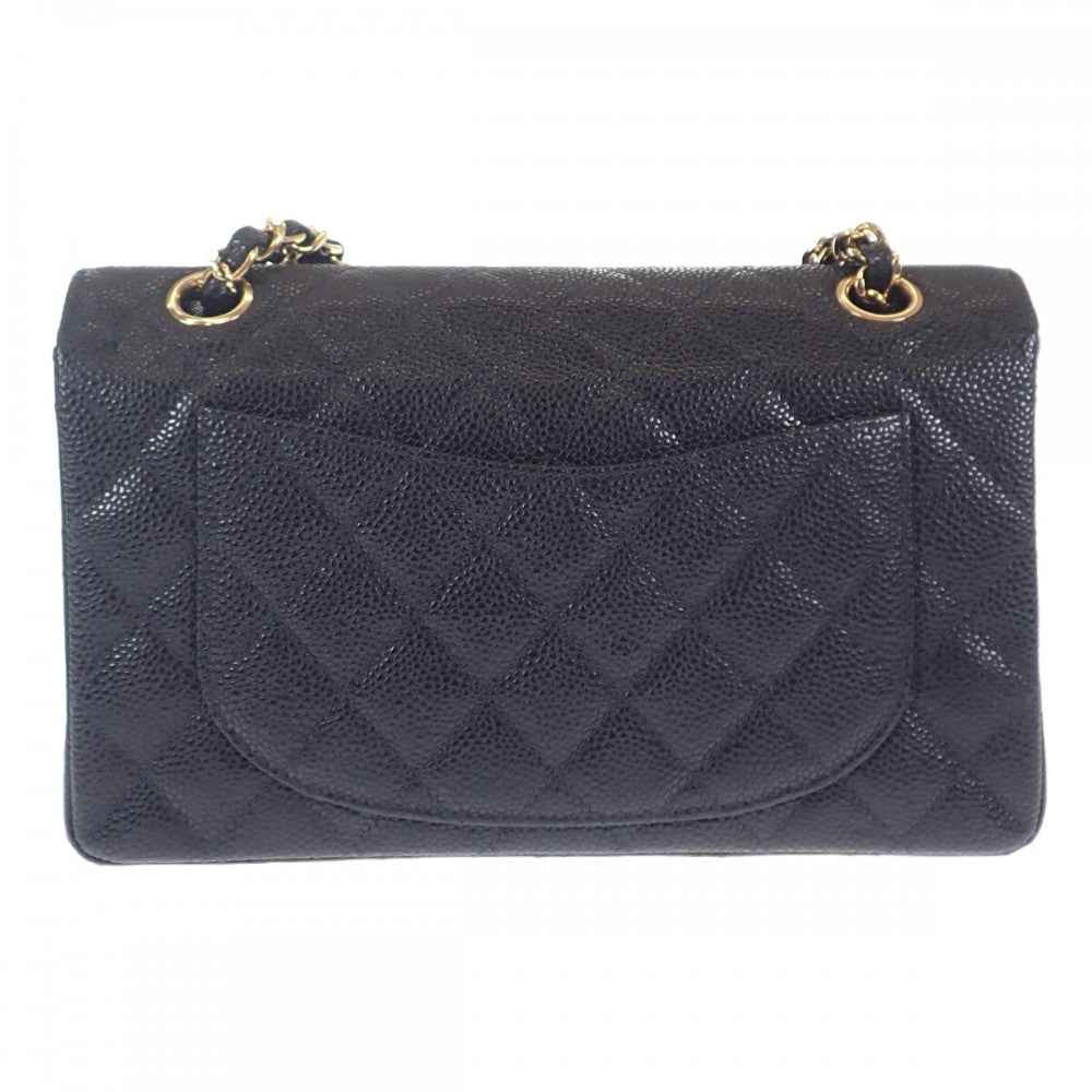 シャネル CHANEL クラシック スモール ショルダーバッグ キャビアスキン ブラック ゴールド金具 レディース【中古】【ABランク】