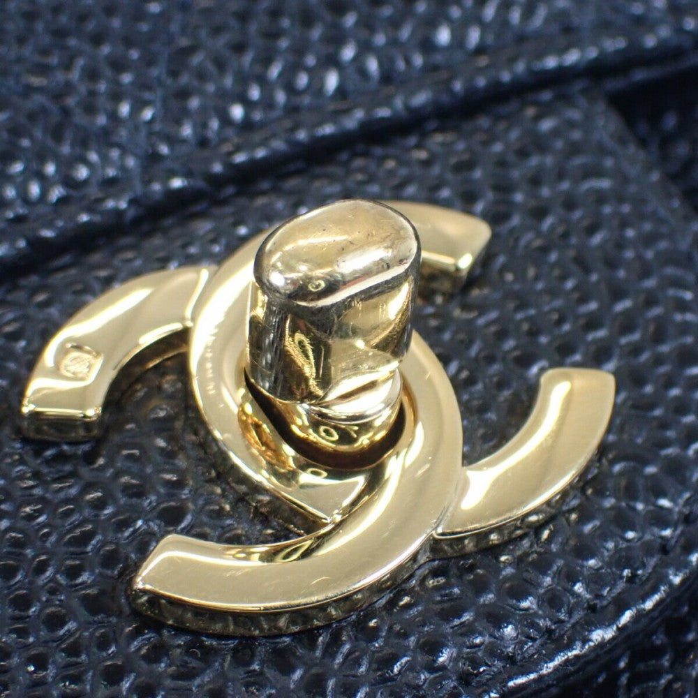 シャネル CHANEL クラシック スモール ショルダーバッグ キャビアスキン ブラック ゴールド金具 レディース【中古】【ABランク】