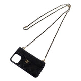 シャネル CHANEL iPhone13/13proケース スマホカバー AP2689 携帯・スマホアクセサリー キャビアスキン マトラッセ ブラック レディース【中古】【ABランク】