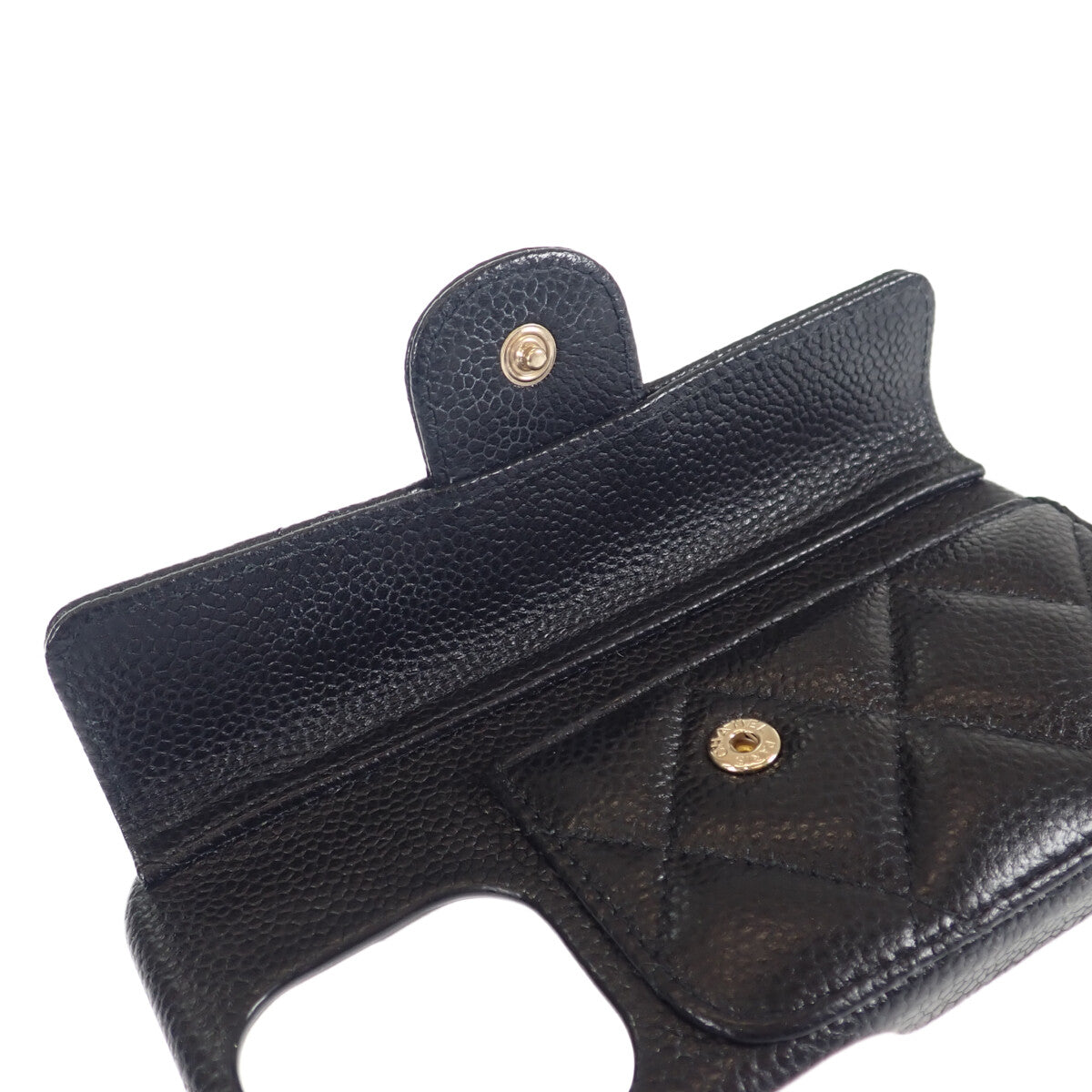 シャネル CHANEL iPhone13/13proケース スマホカバー AP2689 携帯・スマホアクセサリー キャビアスキン マトラッセ ブラック レディース【中古】【ABランク】