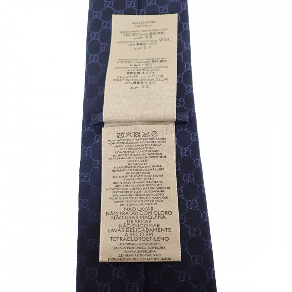 グッチ GUCCI GGパターン 456520_4B002 _4168 ネクタイ シルク ネイビー メンズ【中古】【Sランク】