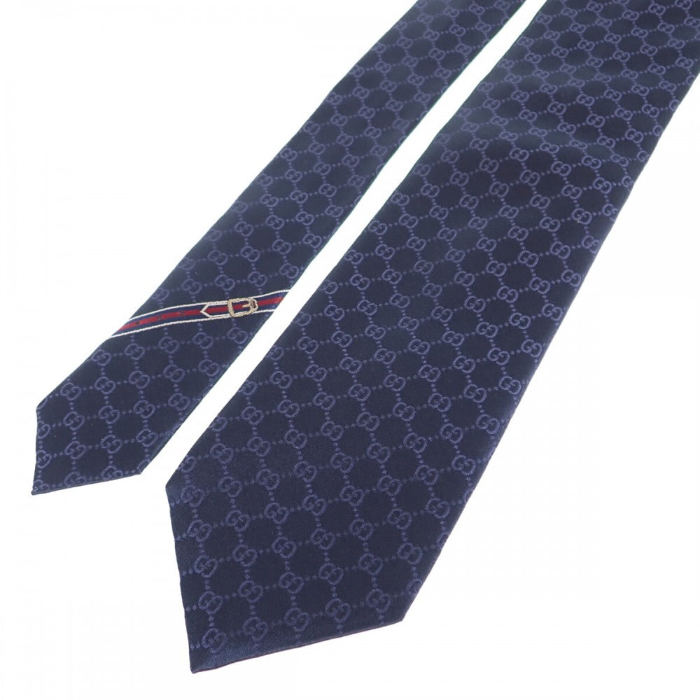 グッチ GUCCI GGパターン 456520_4B002 _4168 ネクタイ シルク ネイビー メンズ【中古】【Sランク】