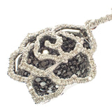 【中古】 デザインジュエリー フラワー カメリア ローズ ネックレス K18ホワイトゴールド ダイヤモンド ブラックダイヤモンド レディース【Aランク】