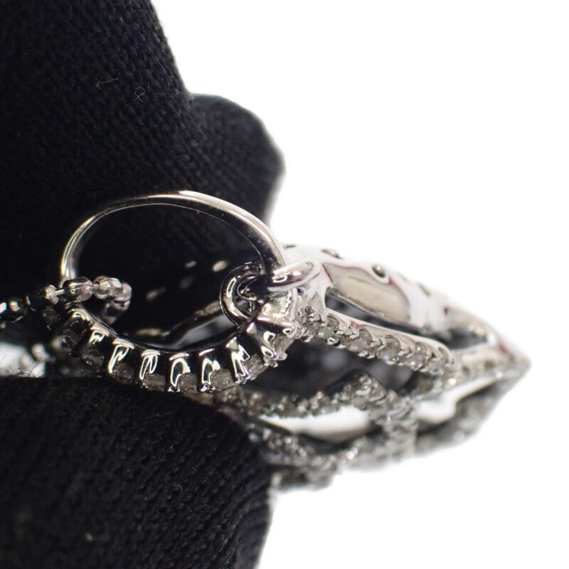 【中古】 デザインジュエリー フラワー カメリア ローズ ネックレス K18ホワイトゴールド ダイヤモンド ブラックダイヤモンド レディース【Aランク】