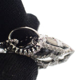 【中古】 デザインジュエリー フラワー カメリア ローズ ネックレス K18ホワイトゴールド ダイヤモンド ブラックダイヤモンド レディース【Aランク】