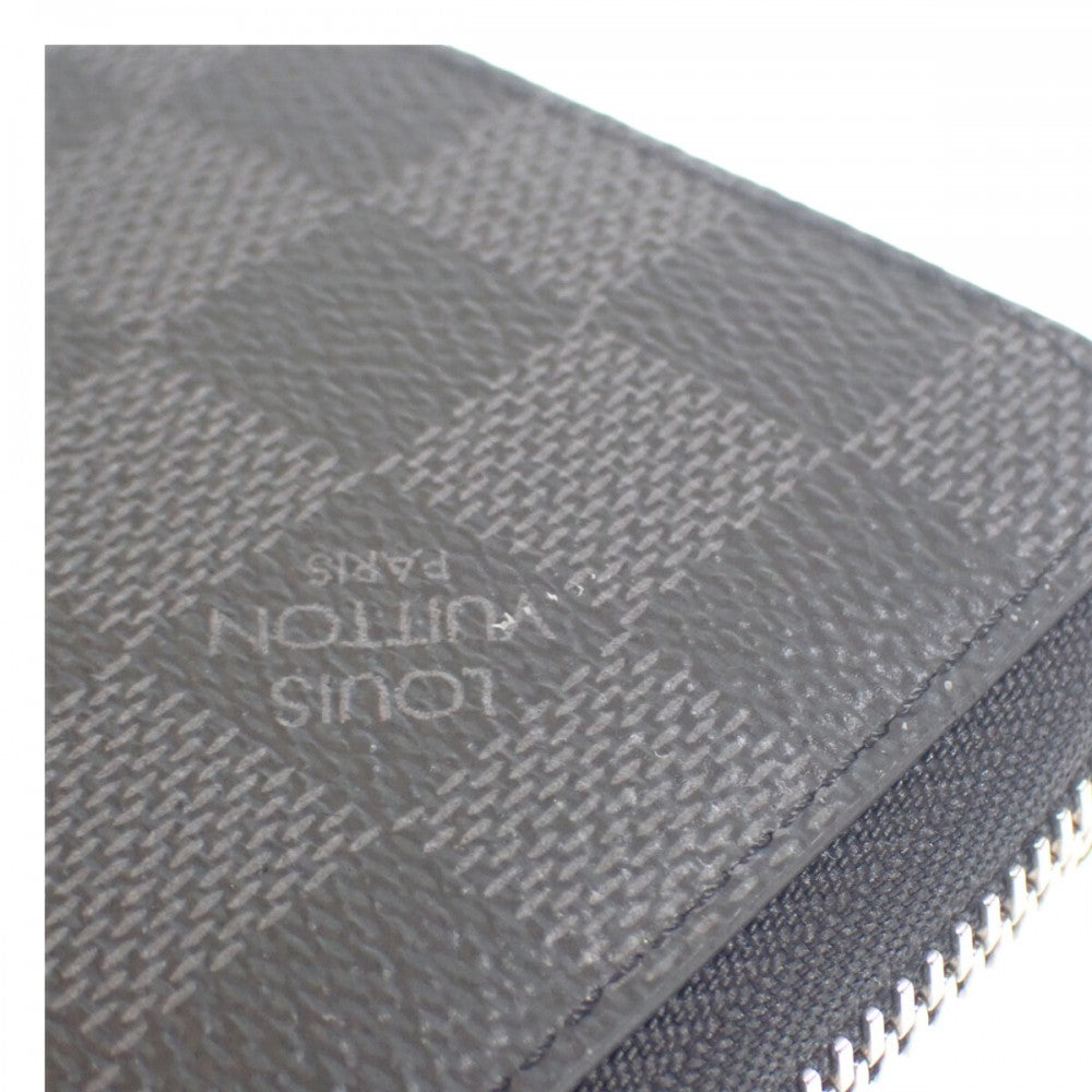 路易威登 LOUIS VUITTON Zippy Organizer NM N60111 Damier Graphite 棋盤格紋拉鍊長夾 黑色 男款【二手】【A級】