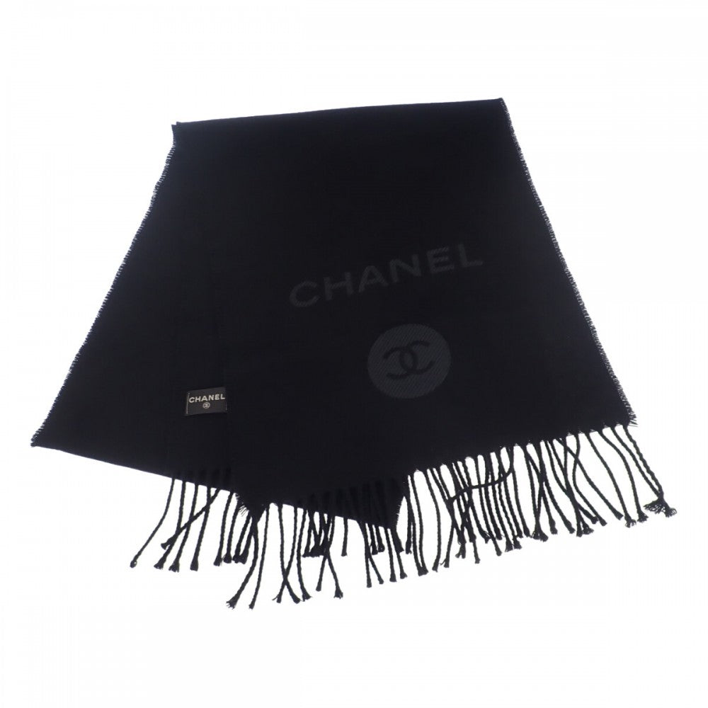 シャネル CHANEL ココマーク マフラー ウール カシミヤ ブラック レディース【中古】【Aランク】