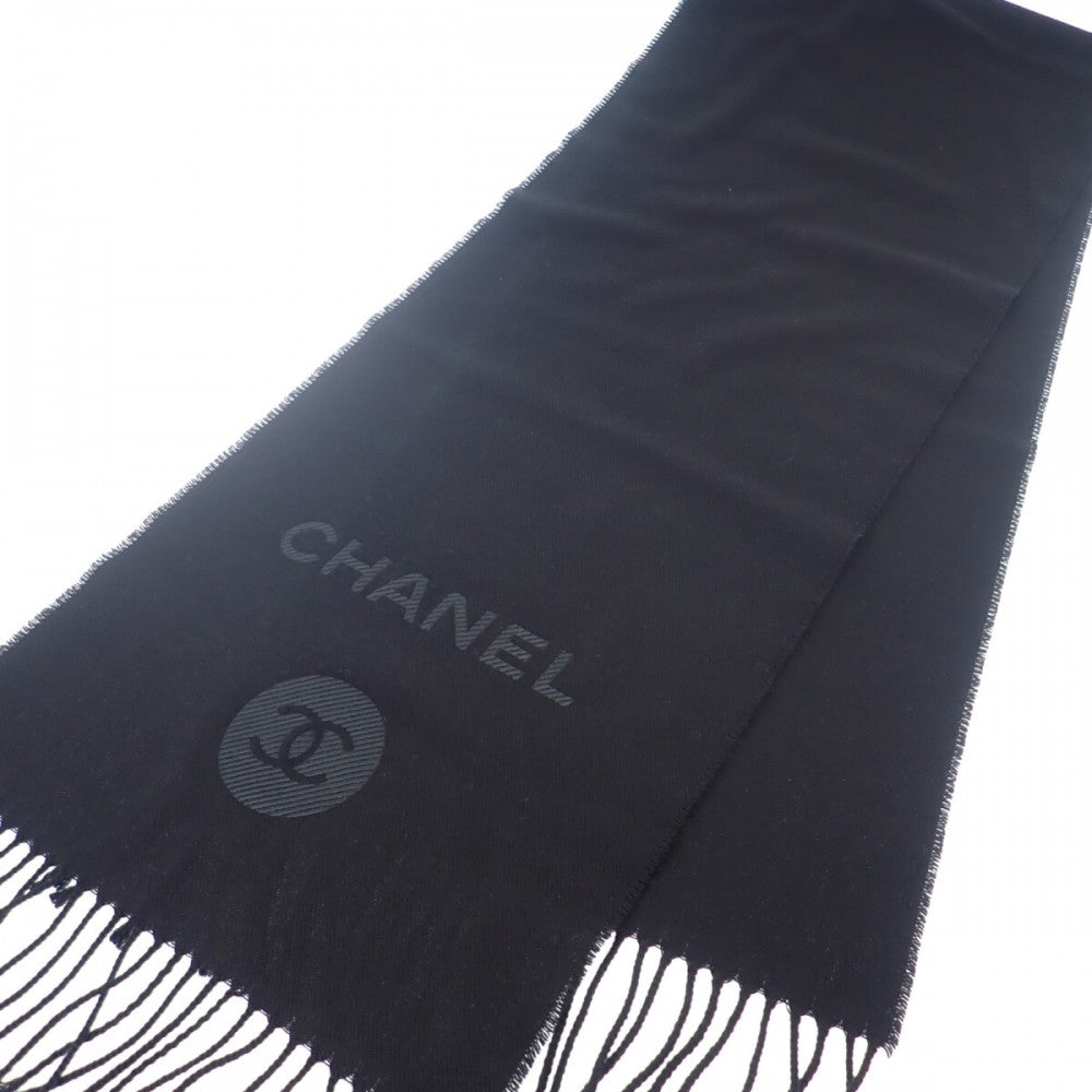 シャネル CHANEL ココマーク マフラー ウール カシミヤ ブラック レディース【中古】【Aランク】