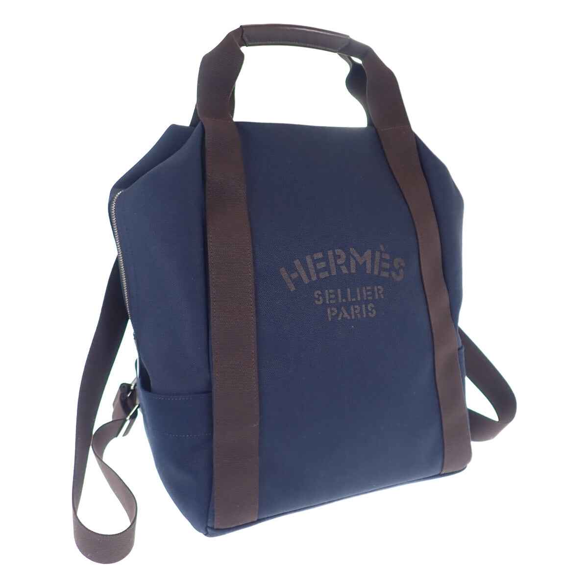 エルメス HERMES グルーム バックパック H800642EK リュック・デイパック トワルシェブロン ネイビー フー レディース メンズ【中古】【Aランク】