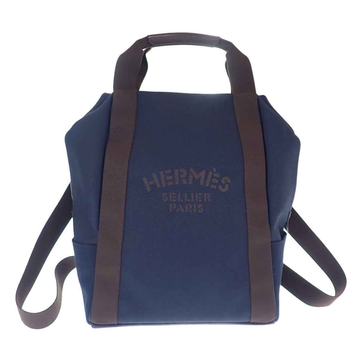 エルメス HERMES グルーム バックパック H800642EK リュック・デイパック トワルシェブロン ネイビー フー レディース メンズ【中古】【Aランク】