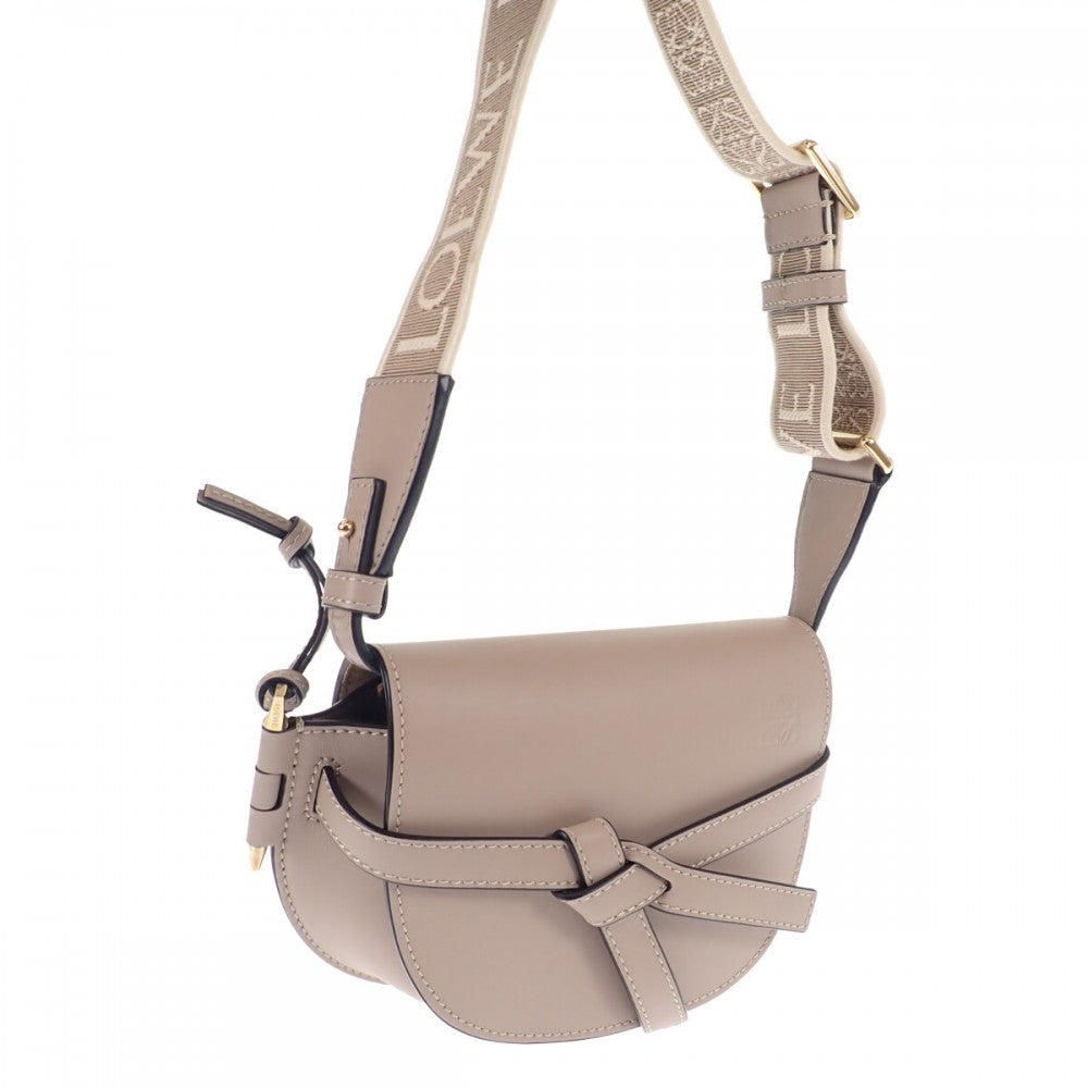 ロエベ LOEWE ゲート デュアルバッグミニ A650N46X13 ショルダーバッグ ソフトカーフスキン サンド ゴールド金具 レディース【中古】【Aランク】