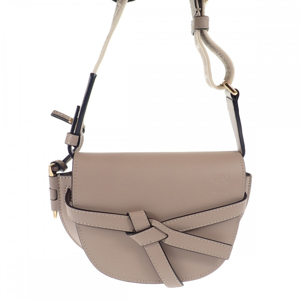 ロエベ LOEWE ゲート デュアルバッグミニ A650N46X13 ショルダーバッグ ソフトカーフスキン サンド ゴールド金具 レディース【中古】【Aランク】