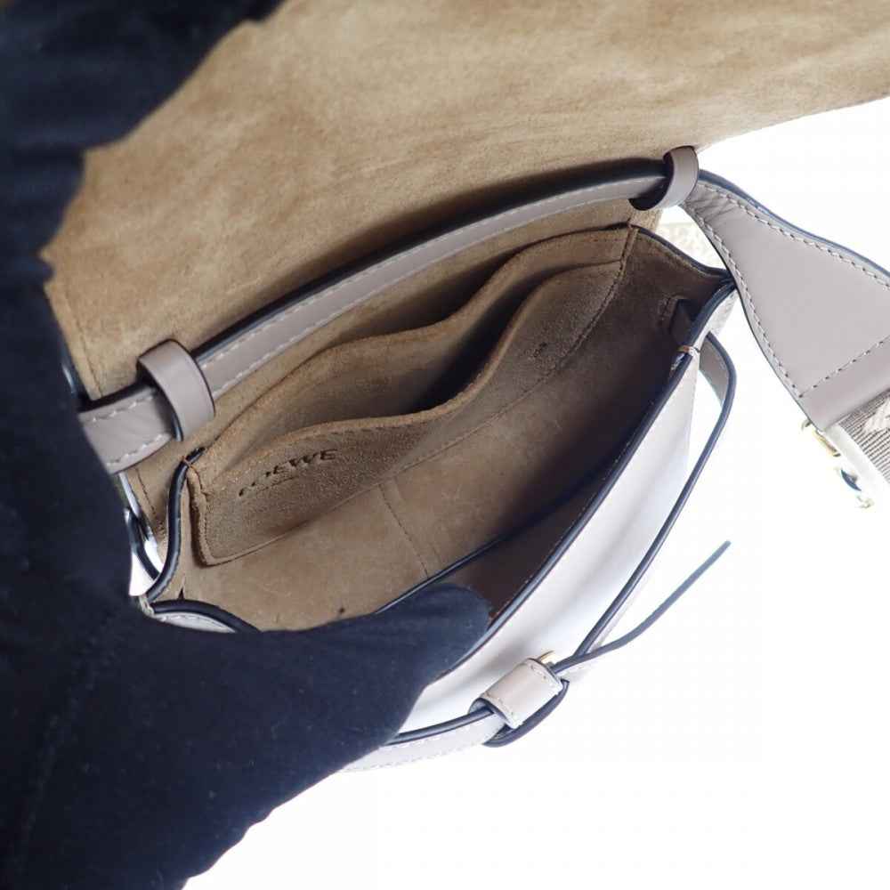 ロエベ LOEWE ゲート デュアルバッグミニ A650N46X13 ショルダーバッグ ソフトカーフスキン サンド ゴールド金具 レディース【中古】【Aランク】