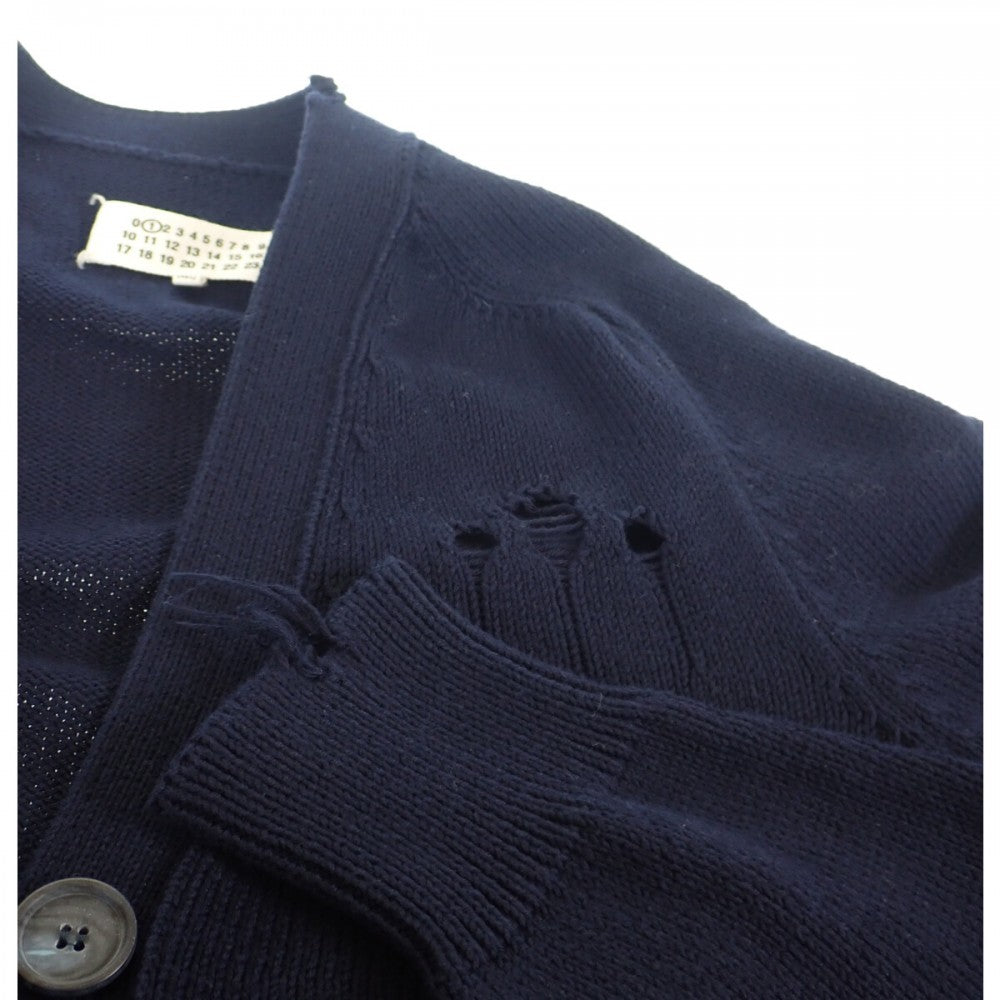メゾンマルジェラ MAISON MARGIELA Decontracte ラグランスリーブ 2022SS L S51GP0255 カーディガン コットン ネイビー メンズ レディース【中古】【ABランク】