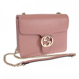 グッチ GUCCI インターロッキングG アウトレット ショルダーバッグ カーフ ピンク ゴールド金具 レディース【中古】【ABランク】