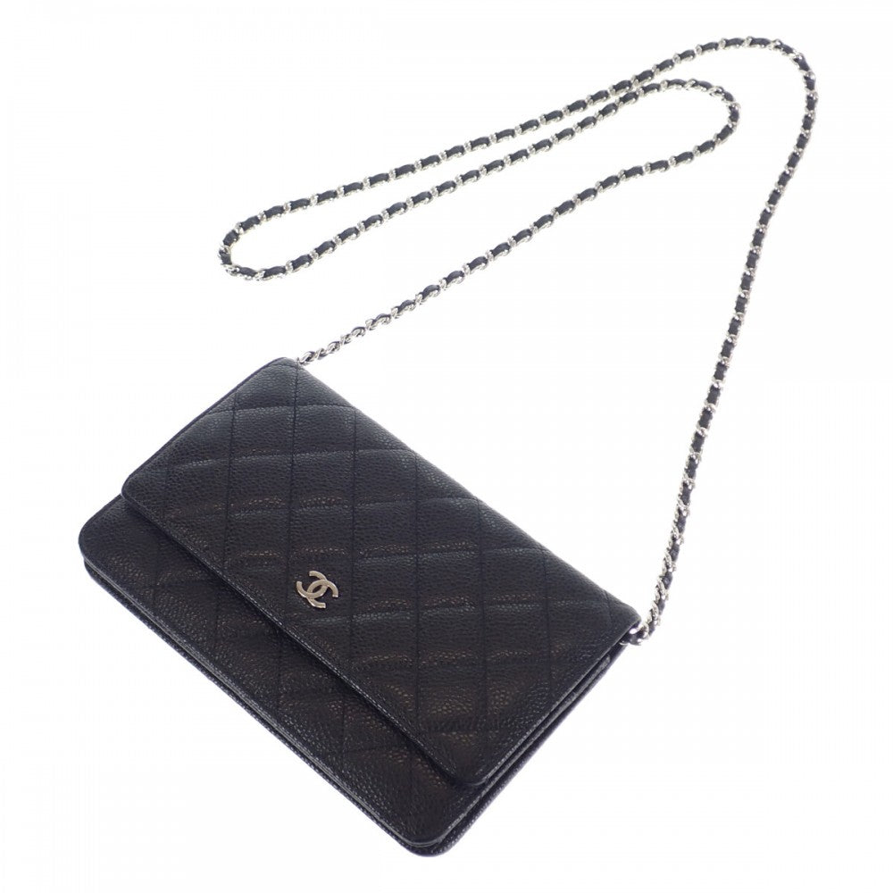 シャネル CHANEL マトラッセ クラシック チェーンウォレット ココマーク A33814_Y01864_C3906 長財布 キャビアスキン ブラック シルバー金具 レディース【中古】【Aランク】