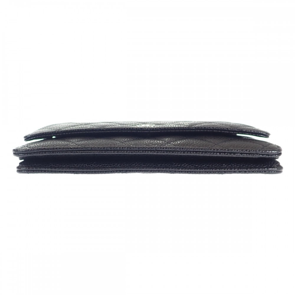 シャネル CHANEL マトラッセ クラシック チェーンウォレット ココマーク A33814_Y01864_C3906 長財布 キャビアスキン ブラック シルバー金具 レディース【中古】【Aランク】