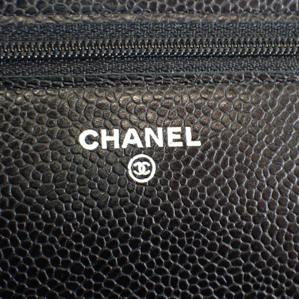 香奈兒 CHANEL Matelasse 經典鏈條錢包 Coco Mark A33814_Y01864_C3906 長夾 魚子醬皮革 黑色 銀色五金 女士【中古】【A級品】