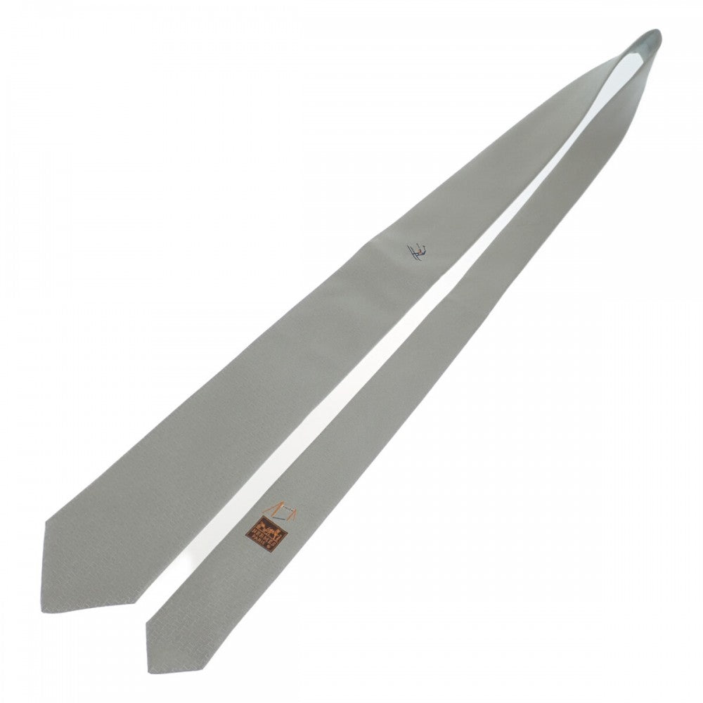 エルメス HERMES H織りタイ アップサイド・ダウン H033805T09 ネクタイ シルク グレー メンズ【中古】【SAランク】