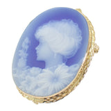 【中古】 K18 デザインジュエリー カメオ ブローチ K18イエローゴールド ブルー メノウ レディース【Aランク】