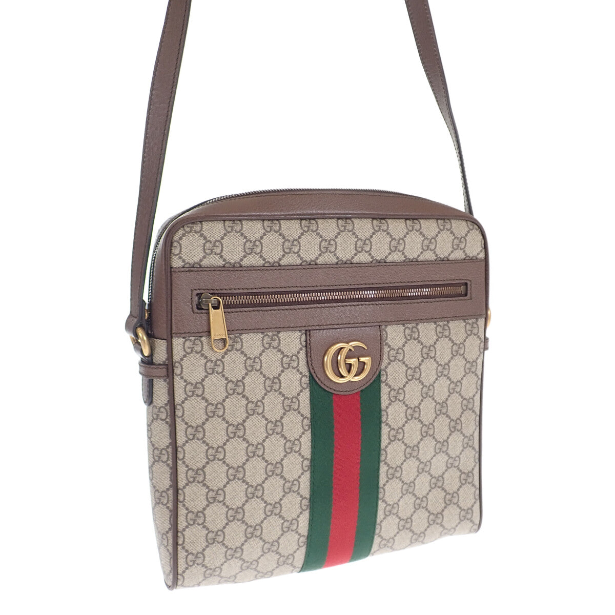 グッチ GUCCI オフィディア GGスプリーム メッセンジャーバッグ 547934 96IWT ショルダーバッグ PVCコーティングキャンバス レザー ブラウン レディース【中古】【Aランク】