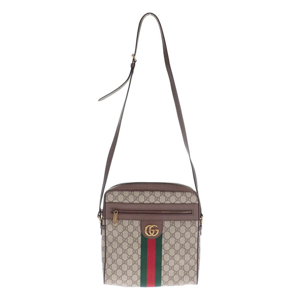 グッチ GUCCI オフィディア GGスプリーム メッセンジャーバッグ 547934 96IWT ショルダーバッグ PVCコーティングキャンバス レザー ブラウン レディース【中古】【Aランク】