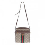 グッチ GUCCI オフィディア GGスプリーム メッセンジャーバッグ ショルダーバッグ PVCコーティングキャンバス レザー ブラウン レディース【中古】【Aランク】