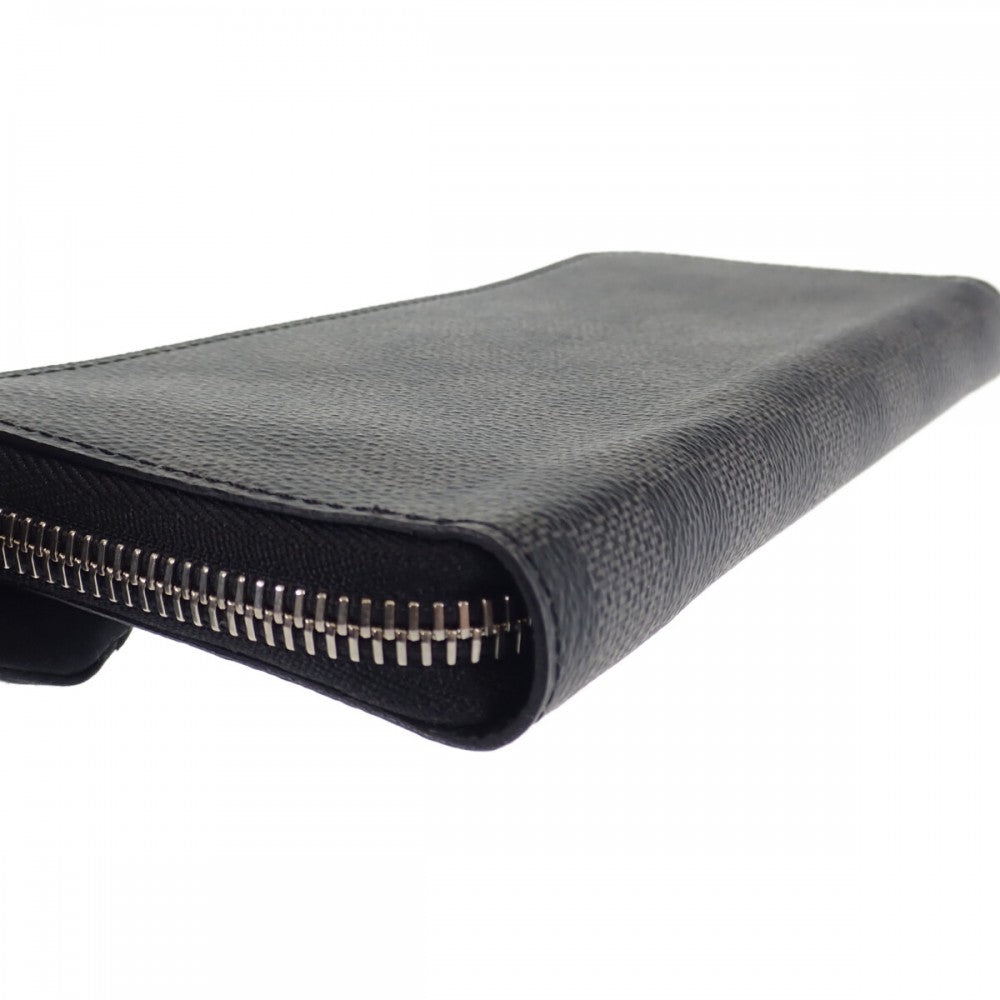 路易威登 LOUIS VUITTON Zippy 拉鍊錢包 Vertical N63095 Damier Graphite 長夾 黑色 男款【二手】【AB級】