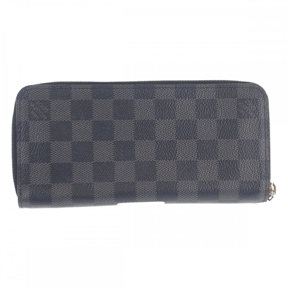 路易威登 LOUIS VUITTON Zippy 拉鍊錢包 Vertical N63095 Damier Graphite 長夾 黑色 男款【二手】【AB級】
