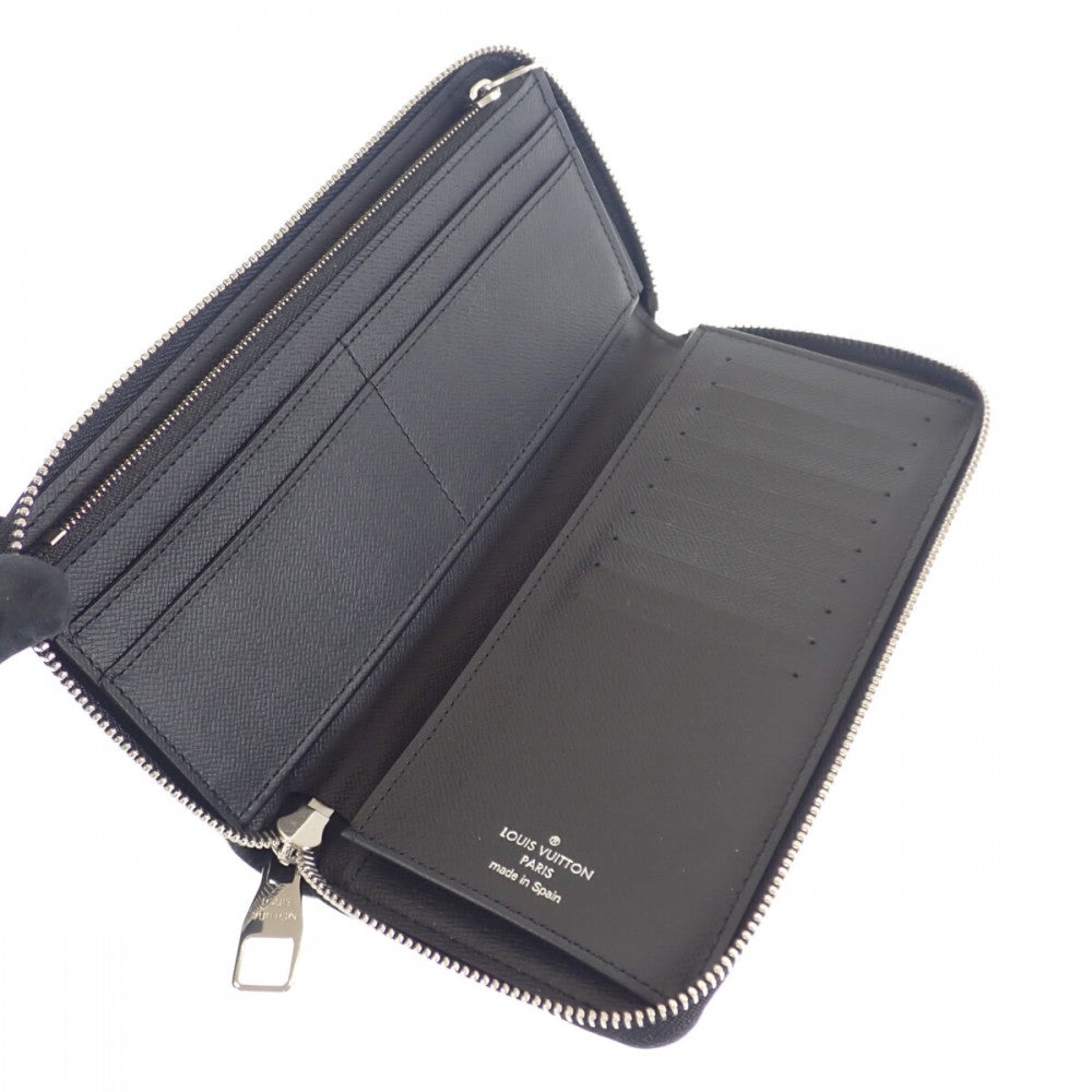 路易威登 LOUIS VUITTON Zippy 拉鍊錢包 Vertical N63095 Damier Graphite 長夾 黑色 男款【二手】【AB級】