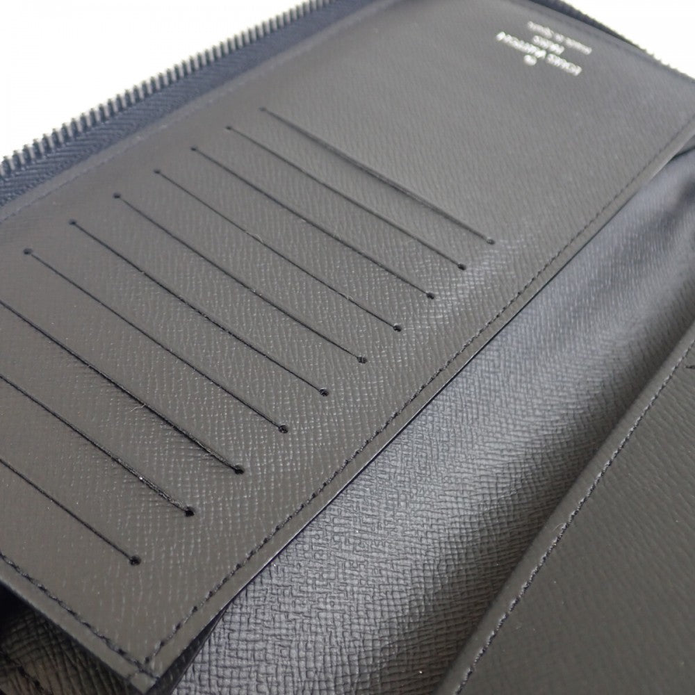路易威登 LOUIS VUITTON Zippy 拉鍊錢包 Vertical N63095 Damier Graphite 長夾 黑色 男款【二手】【AB級】