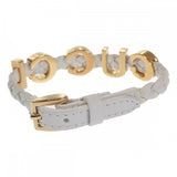 グッチ GUCCI 編み込み 684631_IAAA1_8078 ブレスレット レザー ホワイト ゴールド サイズS レディース【中古】【Aランク】
