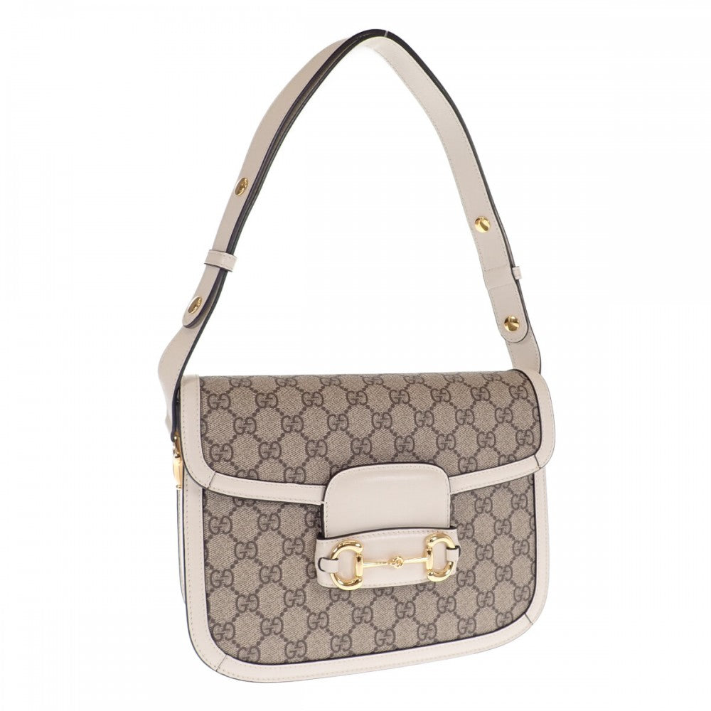 グッチ GUCCI ホースビット 1955 602204_92TCG_9761 ショルダーバッグ GGスプリームキャンバス レザー ベージュ エボニー ゴールド金具 レディース【中古】【SAランク】